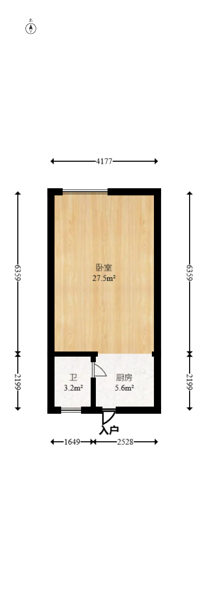 巧克力空间（建鸿达现代大厦）  1室1厅1卫   40.00万室内图1