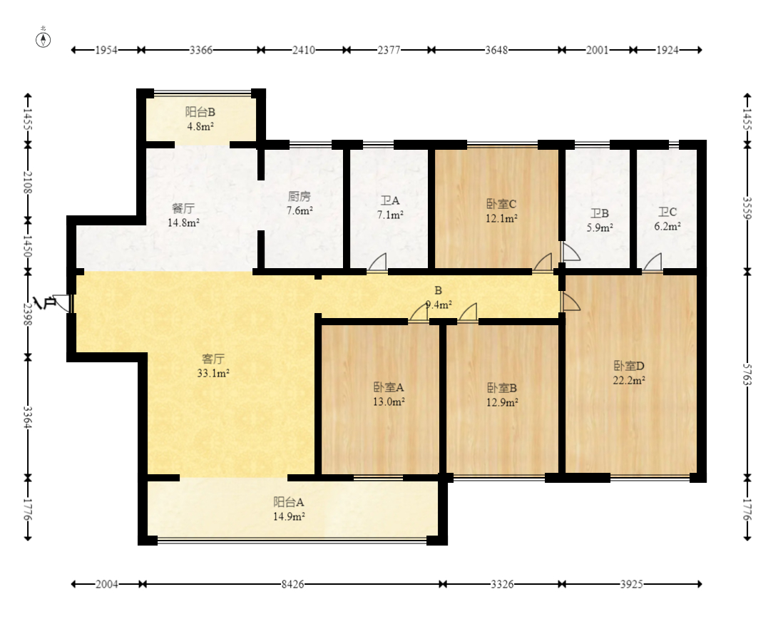 金色溪泉湾  4室2厅3卫    189.9万 金色溪泉湾  4室2厅3卫    189.9万户型图