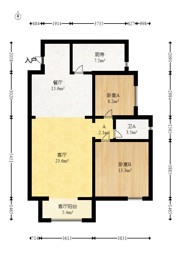 金麓西岸和苑  2室2厅1卫   68.80万室内图1