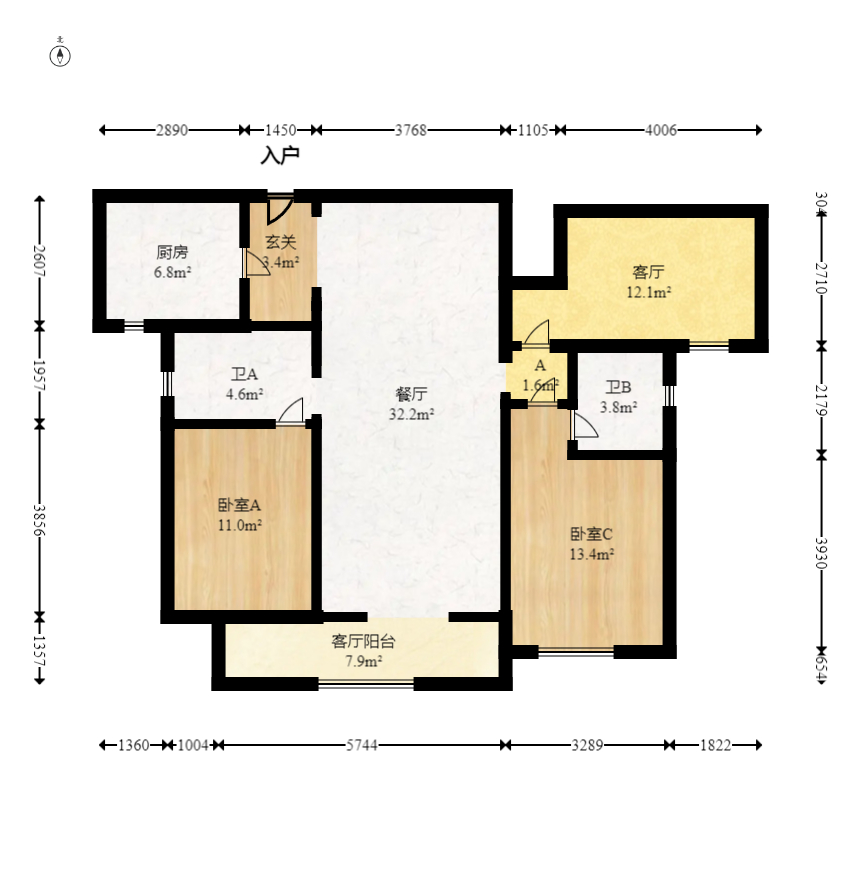 万科森林公园  3室2厅2卫   175.00万室内图1