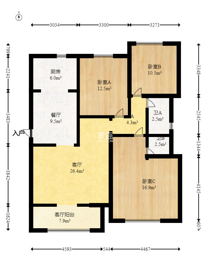 龙湖铂金中心（龙湖春江郦城）  3室2厅2卫    175.0万