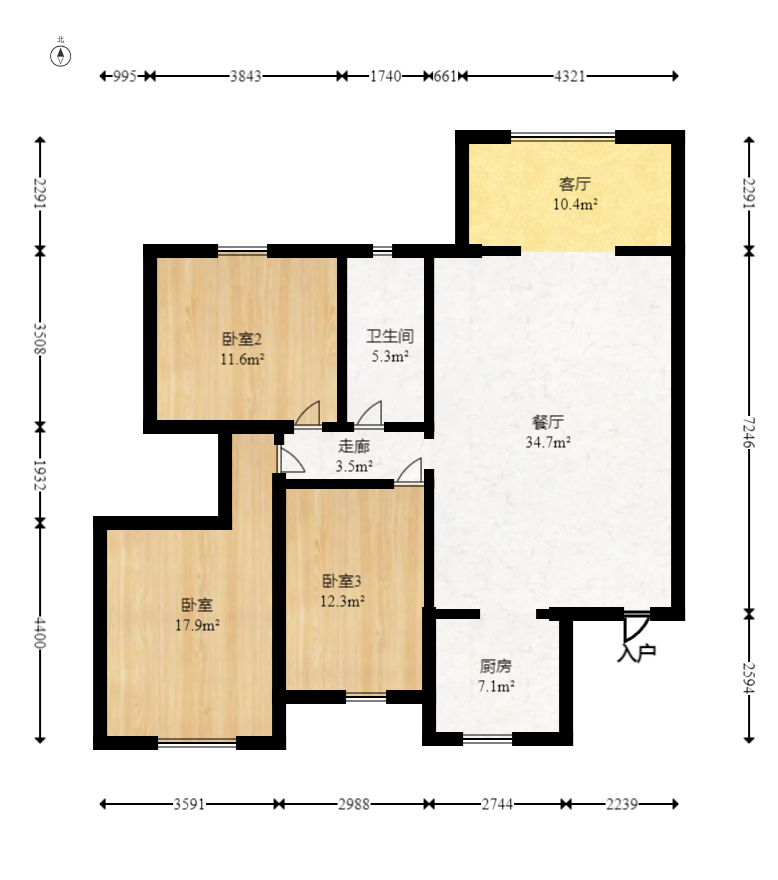 东城名苑 3室2厅2卫 61.8万 东城名苑 3室2厅2卫 61.8万户型图