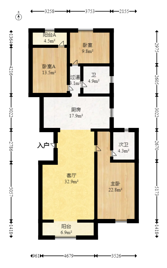 楚天家园  5室2厅3卫   118.00万室内图1