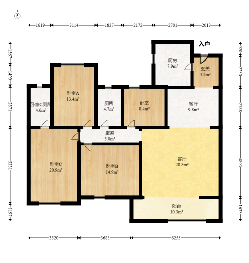 华润凯旋门二期 4室2厅2卫 210.0万 华润凯旋门二期 4室2厅2卫 210.0万户型图