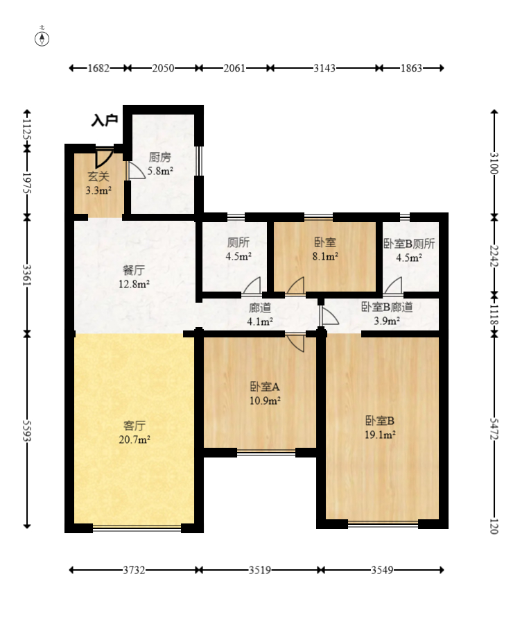 保利天汇  3室2厅2卫   178.00万室内图1