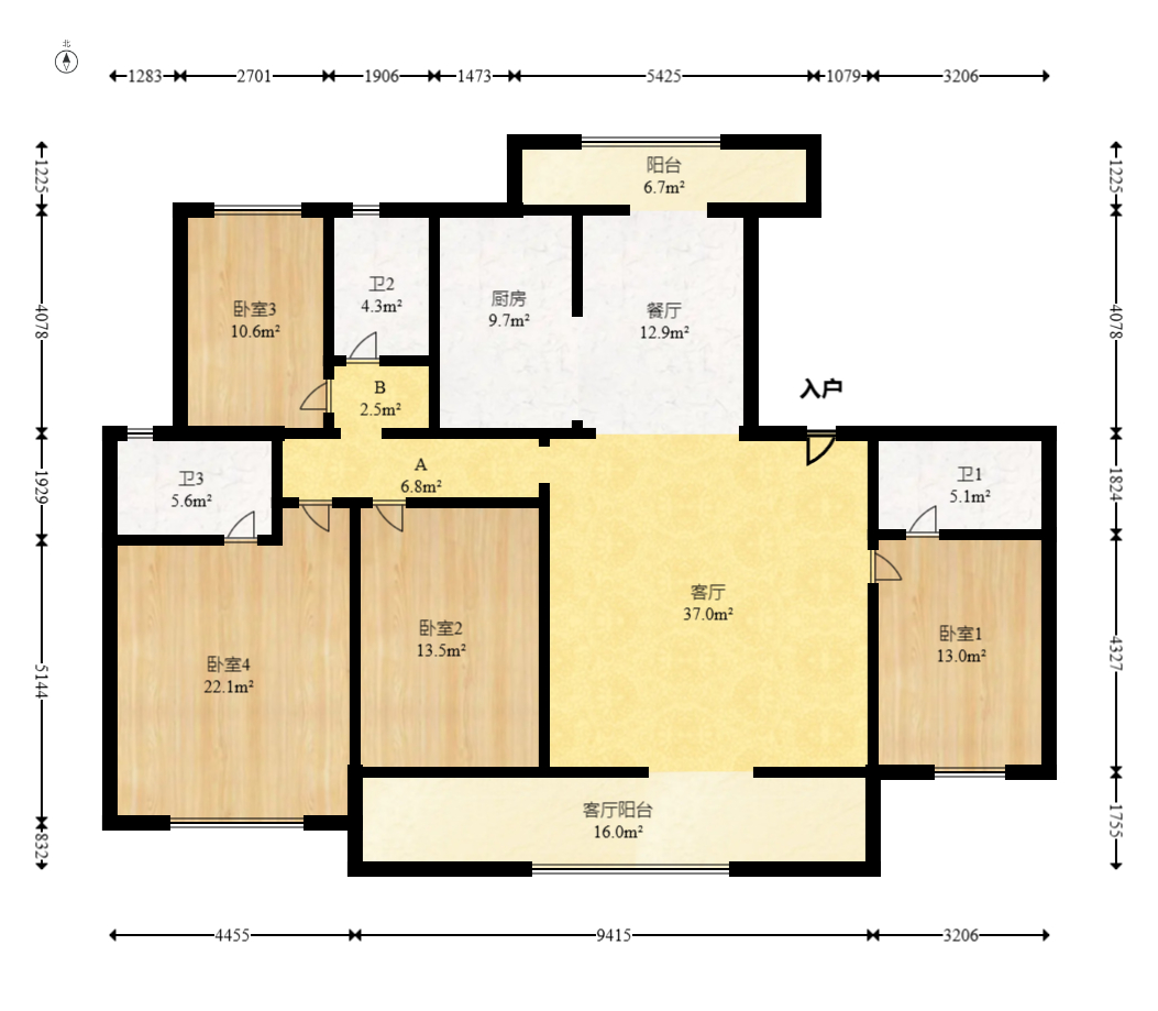 龙湖春江天曜二期 4室2厅3卫 298.0万 龙湖春江天曜二期 4室2厅3卫 298.0万户型图