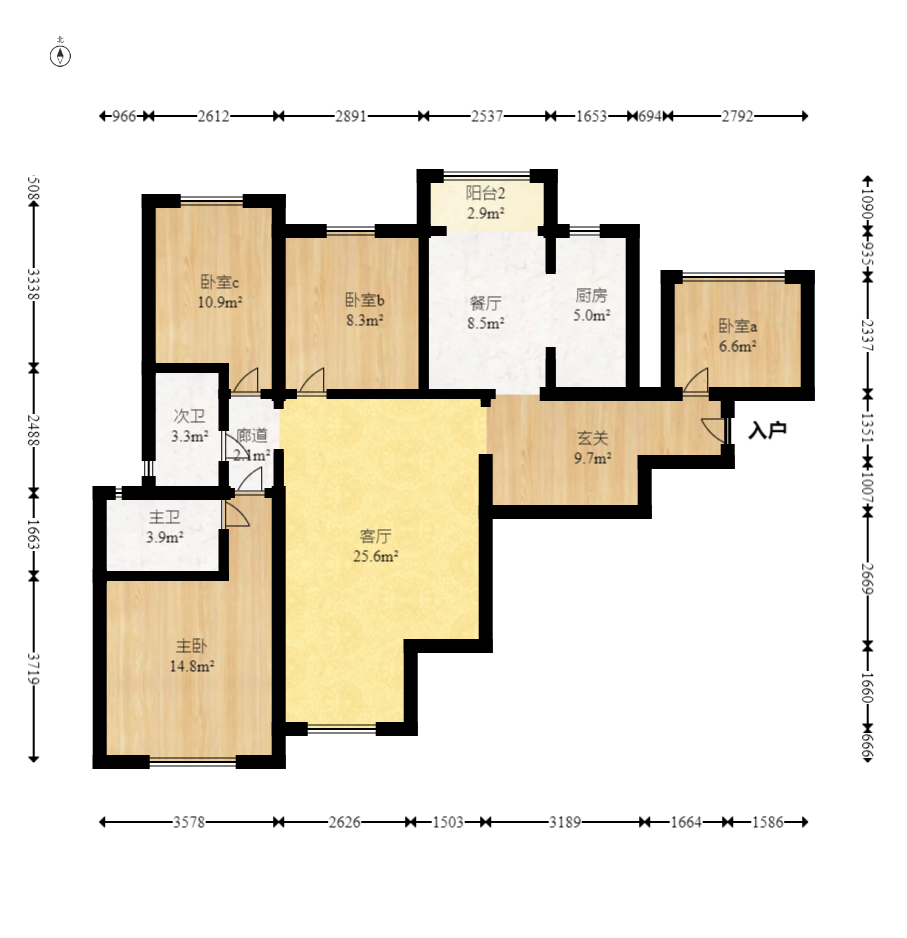 中国铁建梅溪青秀二期  4室2厅2卫   175.00万室内图1