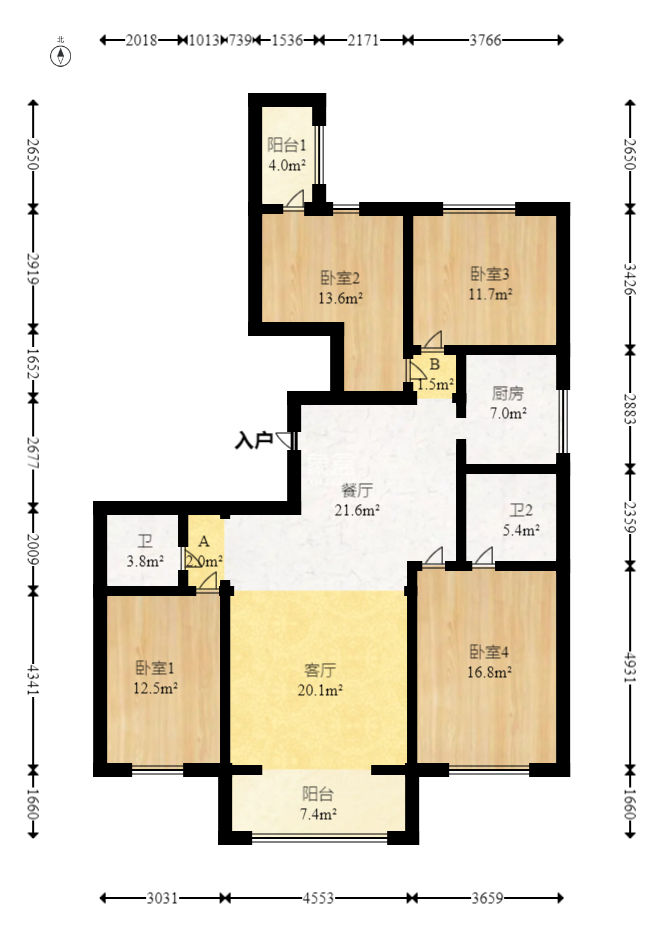 曙光大邸  4室2厅2卫   135.00万