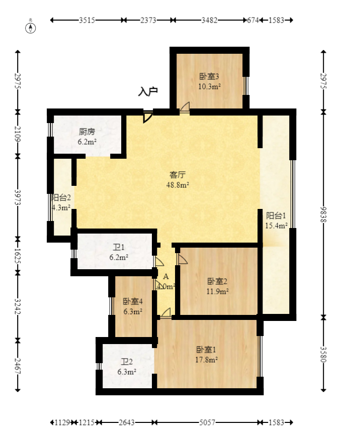 澳海云湘赋  4室2厅2卫    85.0万 澳海云湘赋  4室2厅2卫    85.0万户型图