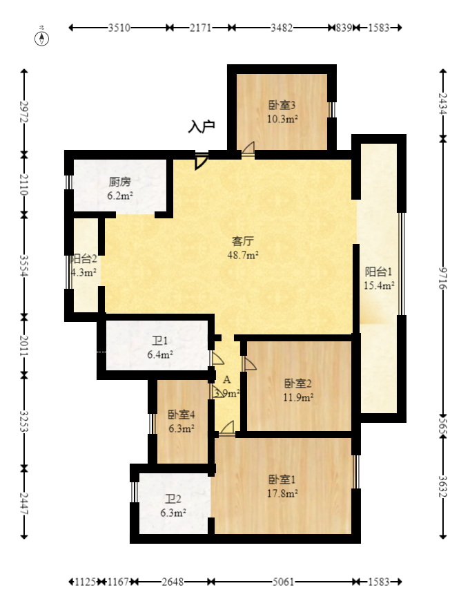 澳海云湘赋  4室2厅2卫    80.0万 澳海云湘赋  4室2厅2卫    80.0万户型图