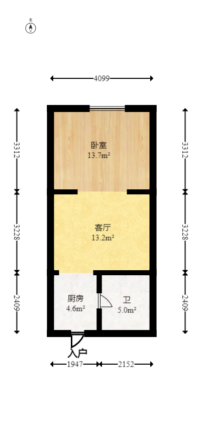 西子一间  1室1厅1卫   27.00万室内图1