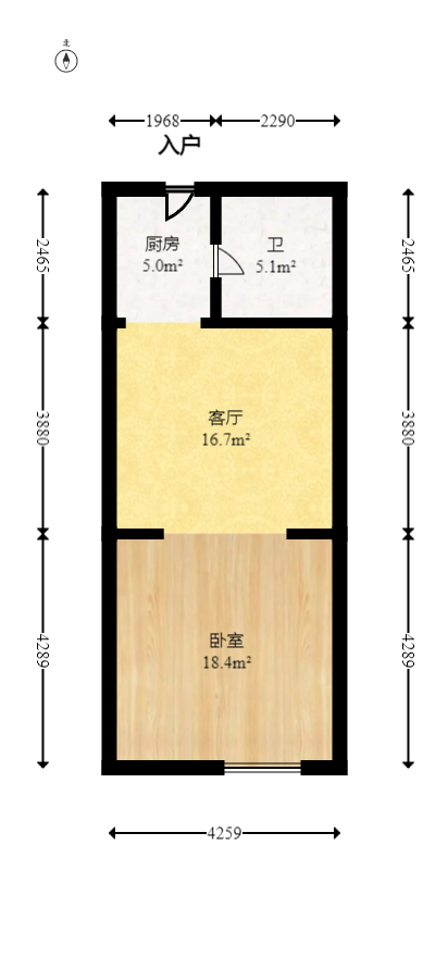 西子一间  1室1厅1卫   35.00万室内图1