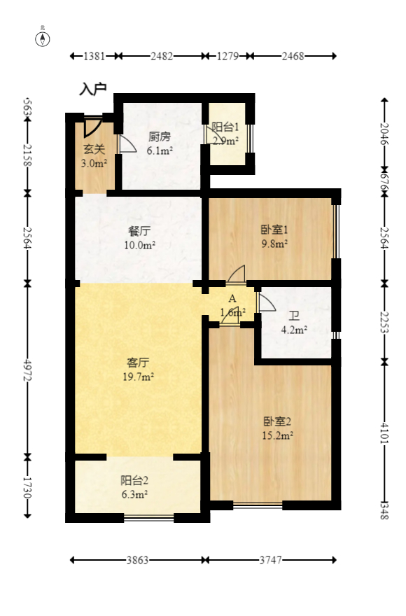 恒大名都 2室2厅1卫 57.8万 恒大名都 2室2厅1卫 57.8万户型图