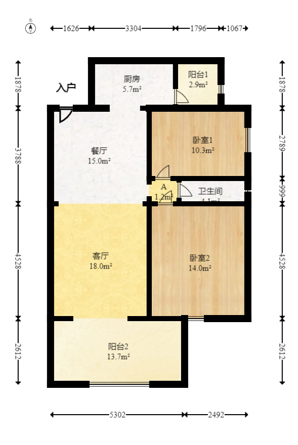 时代倾城四期 2室2厅1卫 64.8万 时代倾城四期 2室2厅1卫 64.8万户型图