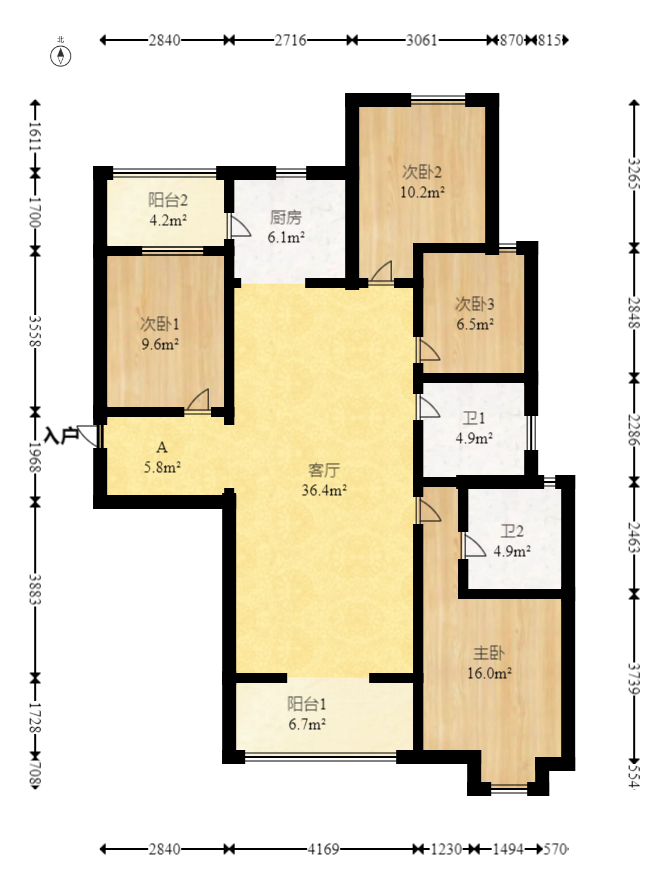 恒基凯旋门三期 4室2厅2卫 124.8万 恒基凯旋门三期 4室2厅2卫 124.8万户型图