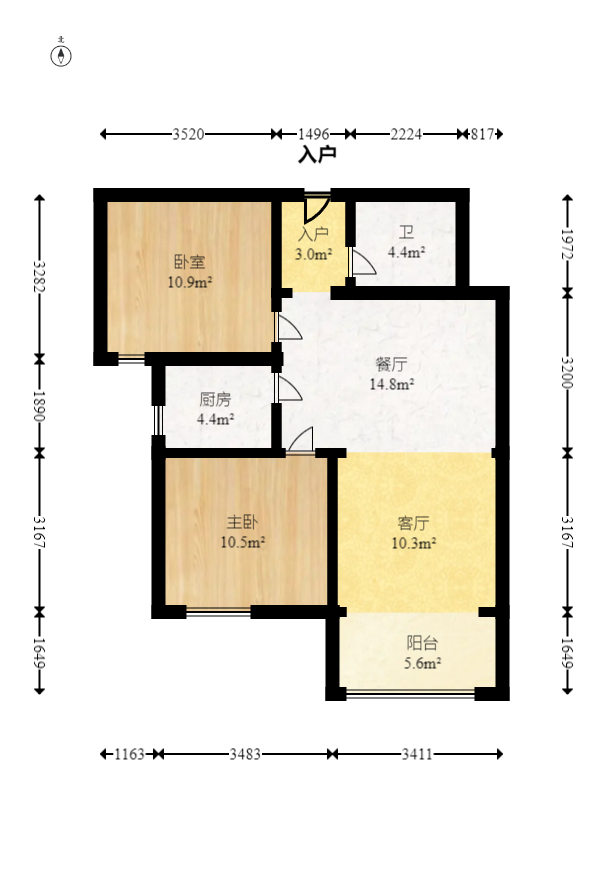 时代星城  2室1厅1卫   38.80万室内图1