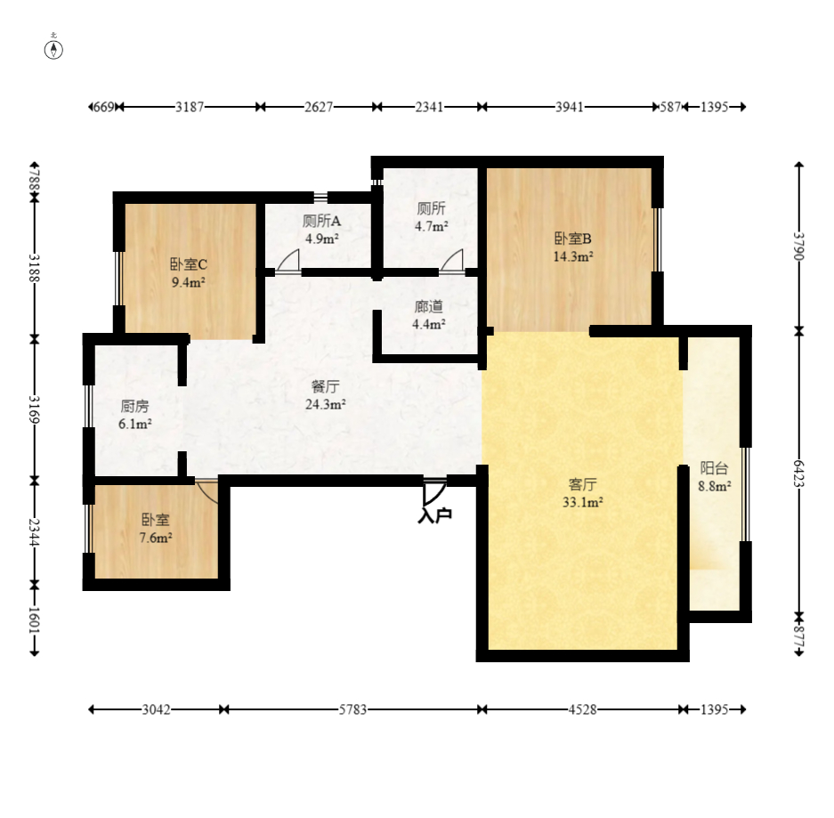 建发电建江山悦  4室2厅2卫   150.00万室内图1