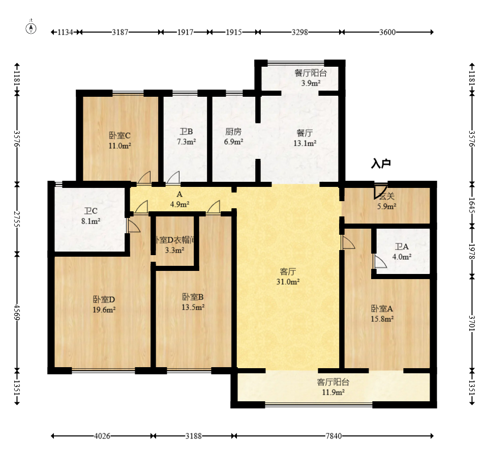 正荣滨江紫阙台 4室2厅3卫 278.0万 正荣滨江紫阙台 4室2厅3卫 278.0万户型图