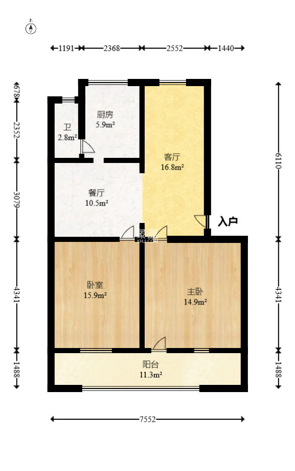 职院街LG曙光宿舍  2室2厅1卫   43.00万