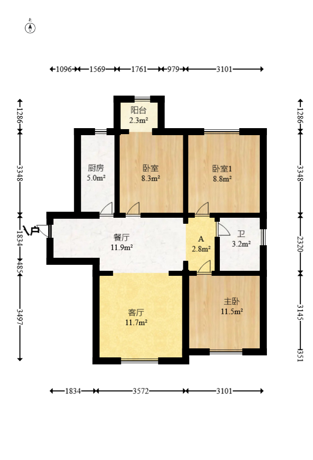 荣盛花语城  3室2厅1卫    68.0万 荣盛花语城  3室2厅1卫    68.0万户型图