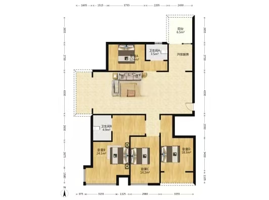 磐龙生态社区 4室2厅2卫 46.0万 磐龙生态社区 4室2厅2卫 46.0万室内图
