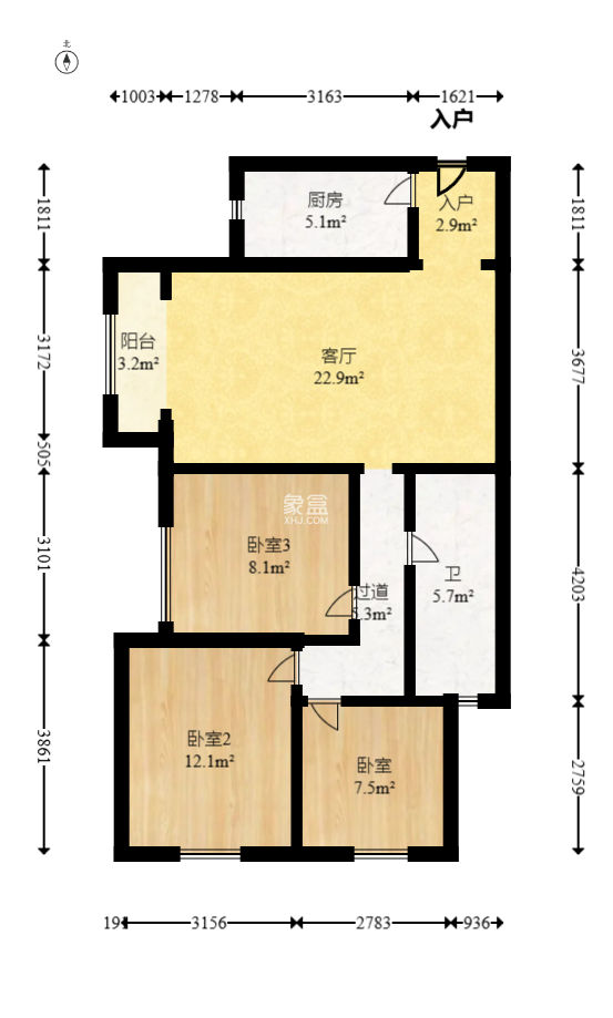 荣泰广场  3室2厅1卫   120.00万