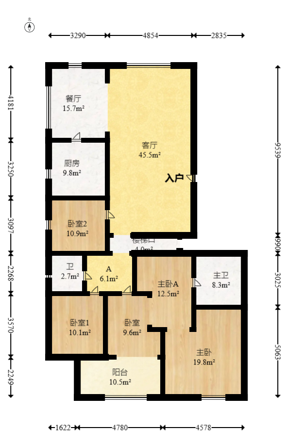 向阳门第  3室1厅1卫   498.00万室内图1