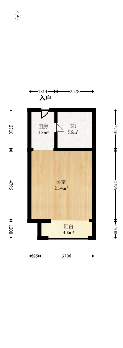 江山帝景哈佛  1室1厅1卫   32.00万室内图1