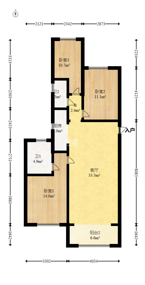 阳光城尚东湾愉景苑  3室2厅2卫   115.00万