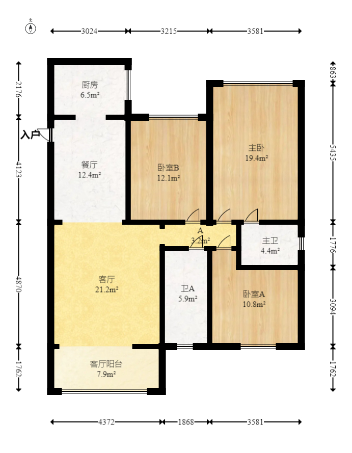 蓝光雍锦阁 3室2厅2卫 158.0万 蓝光雍锦阁 3室2厅2卫 158.0万户型图