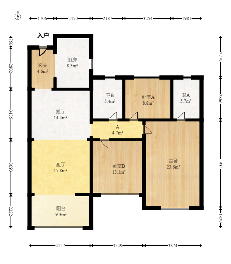 保利海德公园  3室2厅2卫   180.00万室内图1