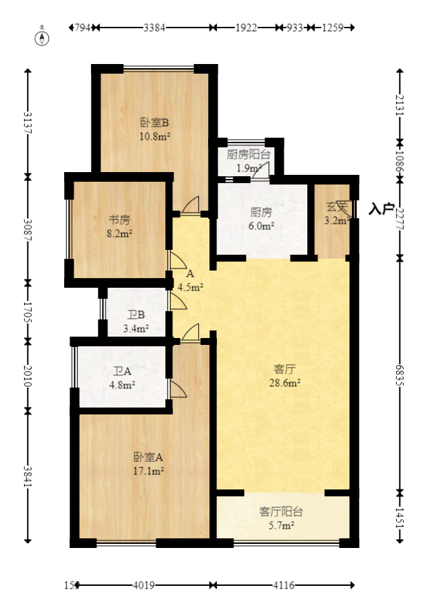 协信星澜汇  3室2厅2卫   129.80万室内图1
