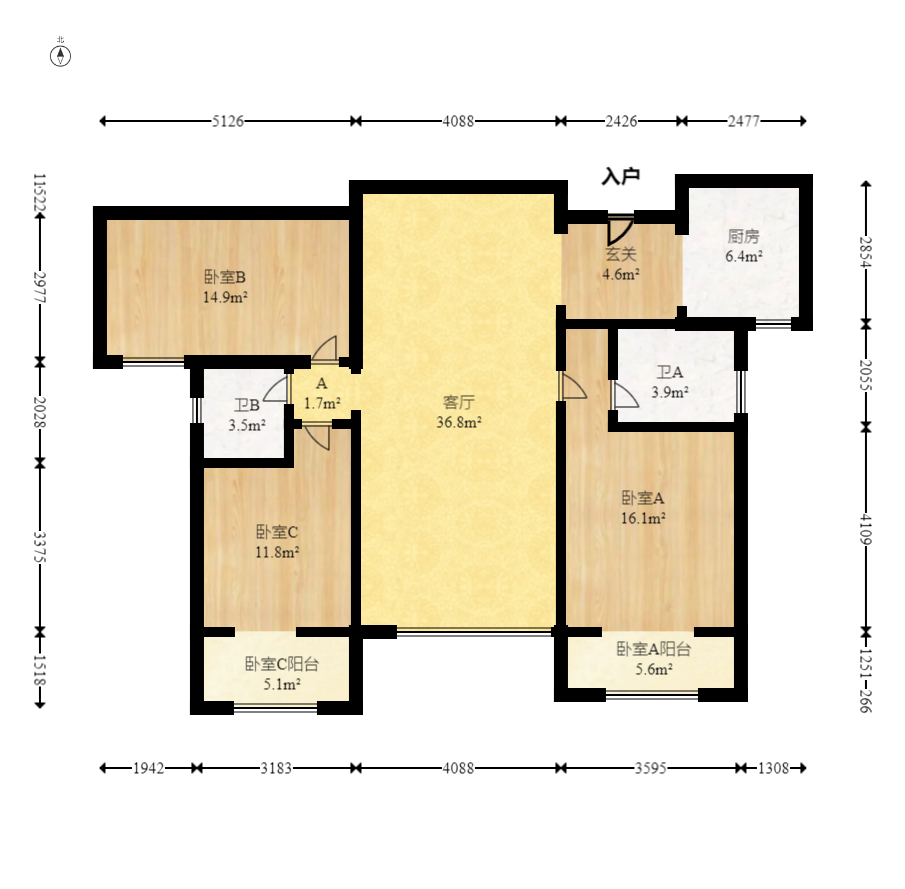 八方小区C区  3室2厅2卫    333.0万 八方小区C区  3室2厅2卫    333.0万户型图