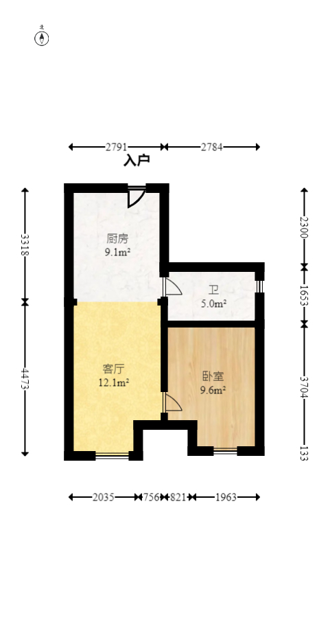 万科魅力之城  1室1厅1卫   55.00万室内图1