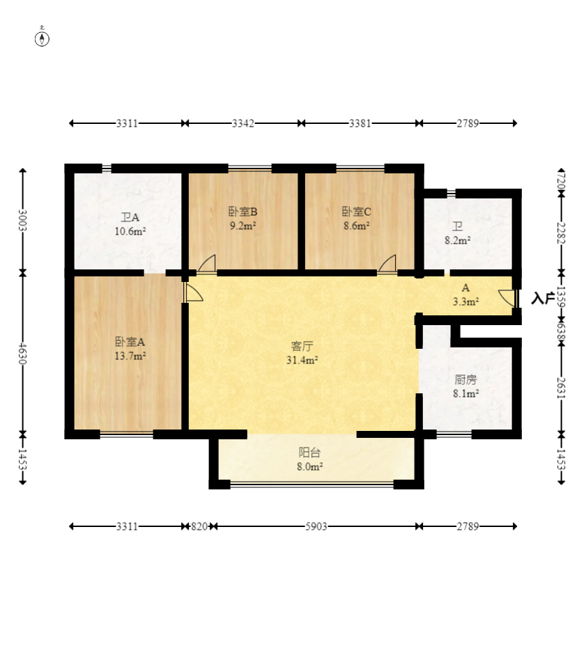 万科里梅溪郡 3室2厅1卫 205.0万 万科里梅溪郡 3室2厅1卫 205.0万户型图