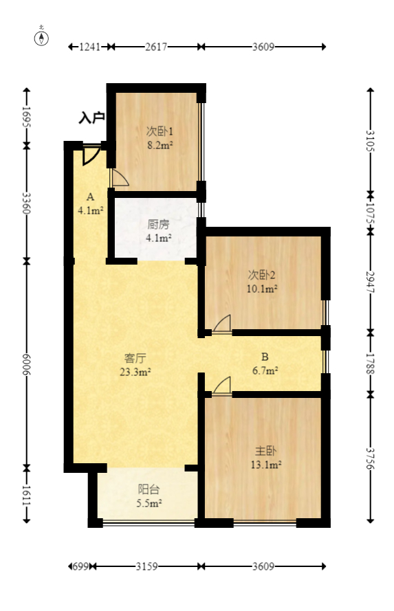 国泰九龙湾 3室2厅1卫 68.0万 国泰九龙湾 3室2厅1卫 68.0万户型图