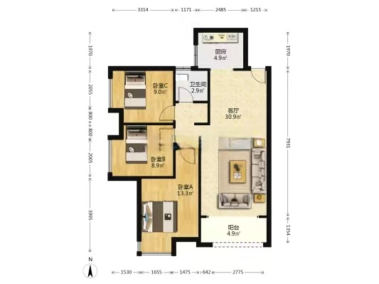 山水印象 3室2厅1卫 45.0万 山水印象 3室2厅1卫 45.0万室内图