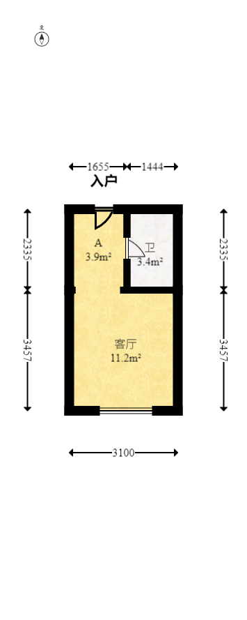 新城悦隽公园  1室1厅1卫   18.50万室内图1