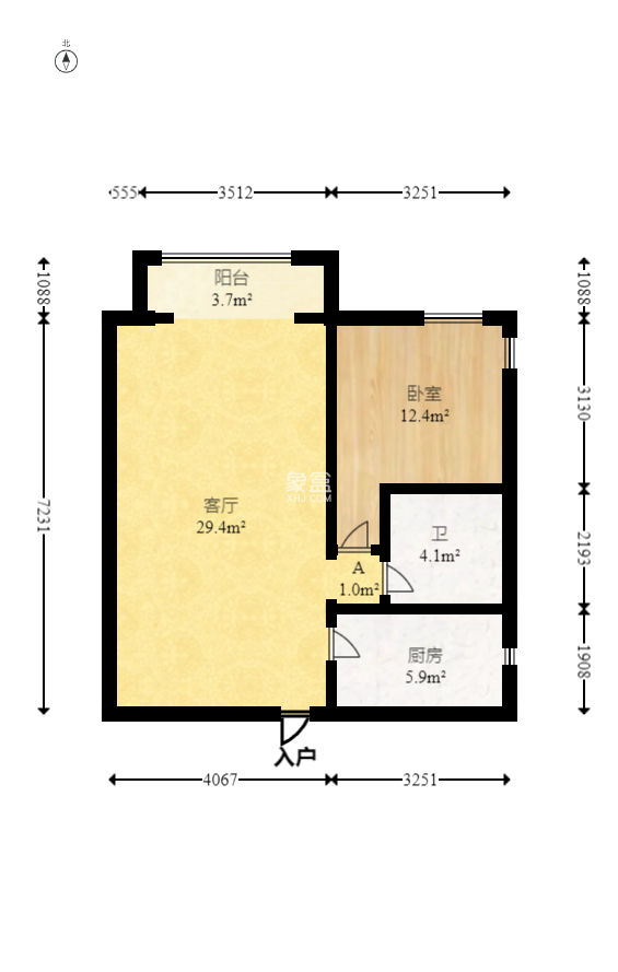 恒基凯旋门一二期  1室1厅1卫   54.00万