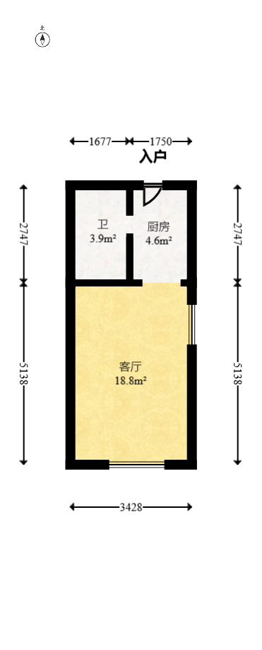 华润琨瑜府  2室1厅1卫   53.00万室内图1