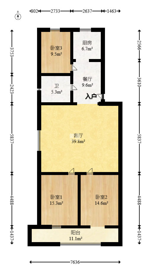 金三角花園  3室2廳1衛(wèi)   62.80萬