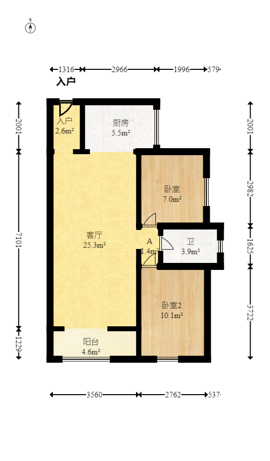 北京御园一二期（国泰嘉园）  2室2厅1卫   94.50万室内图1
