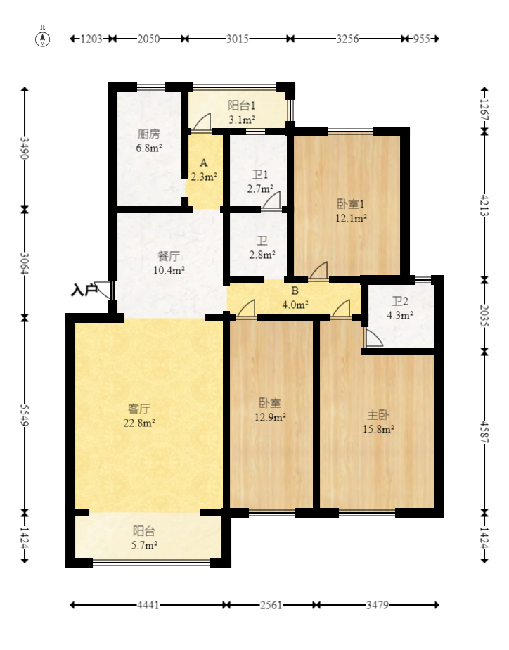 红树湾 3室2厅2卫 49.8万 红树湾 3室2厅2卫 49.8万户型图