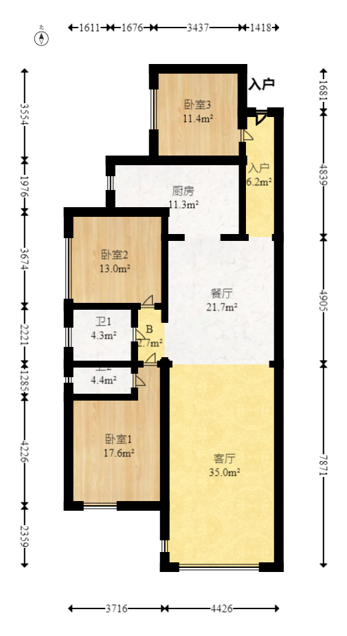 润和谷山郡(悦禧山庄水榭花都) 3室2厅2卫 90.8万 润和谷山郡(悦禧山庄水榭花都) 3室2厅2卫 90.8万户型图