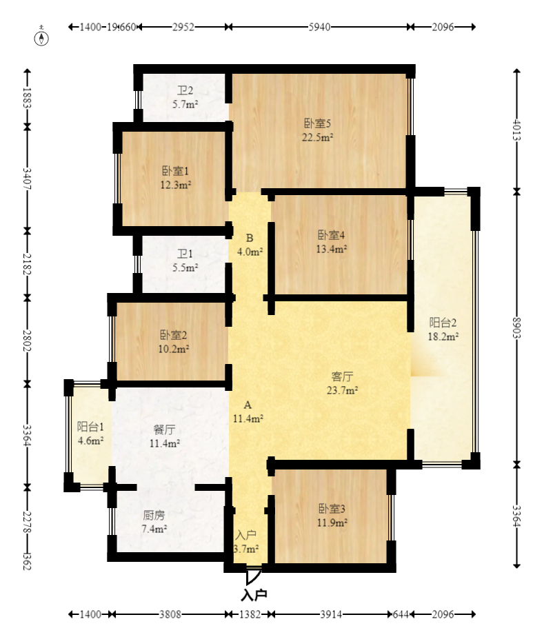 润和谷山郡(悦禧山庄水榭花都) 5室2厅3卫 162.0万 润和谷山郡(悦禧山庄水榭花都) 5室2厅3卫 162.0万户型图
