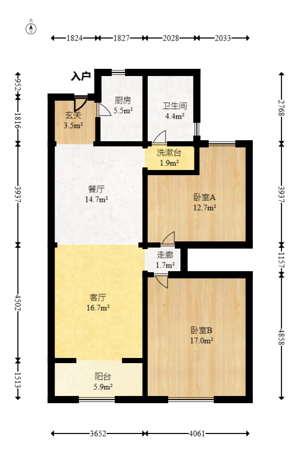 鑫远悦城（鑫远悦时代）  2室2厅1卫   95.80万室内图1
