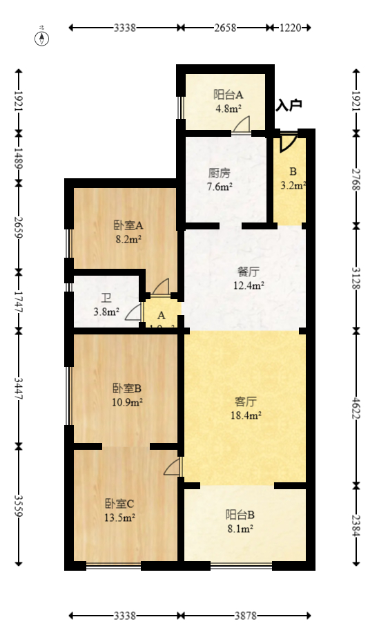 五矿紫湖香醍  3室2厅1卫   68.00万室内图1