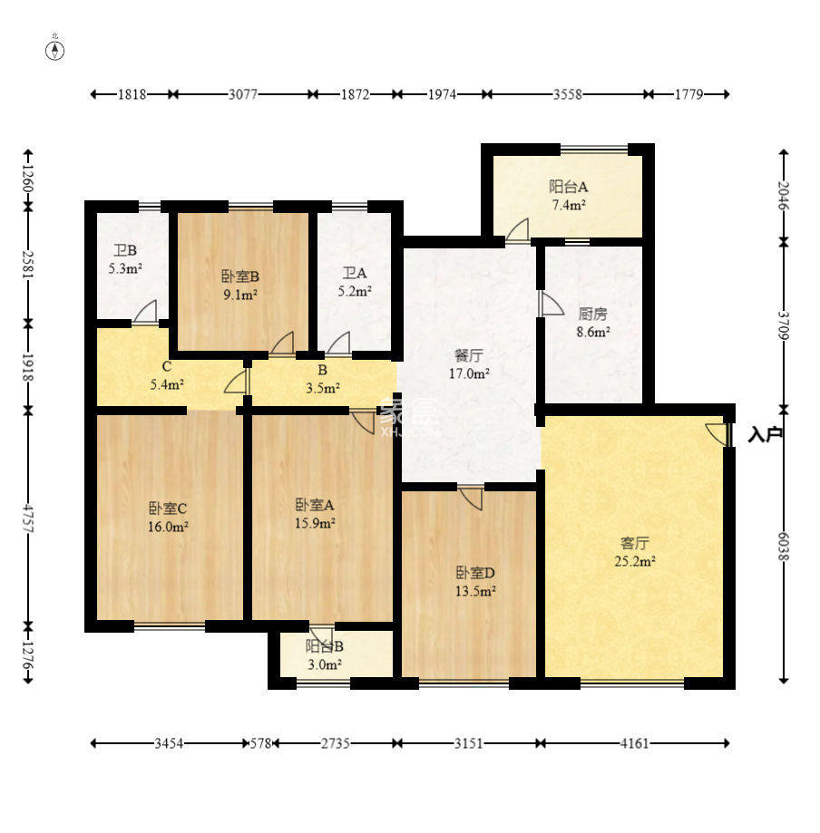 嘉华城（一期）  4室2厅2卫    158.0万