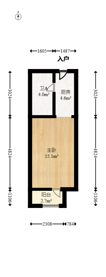 绿地中央广场  1室1厅1卫   26.50万室内图1