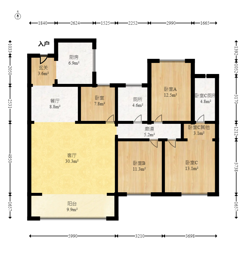华润凯旋门一期 4室2厅2卫 145.8万 华润凯旋门一期 4室2厅2卫 145.8万户型图